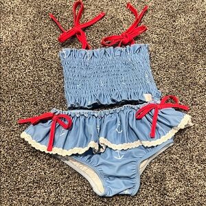 SweetHoney Light Blue Swimsuit with White Accents